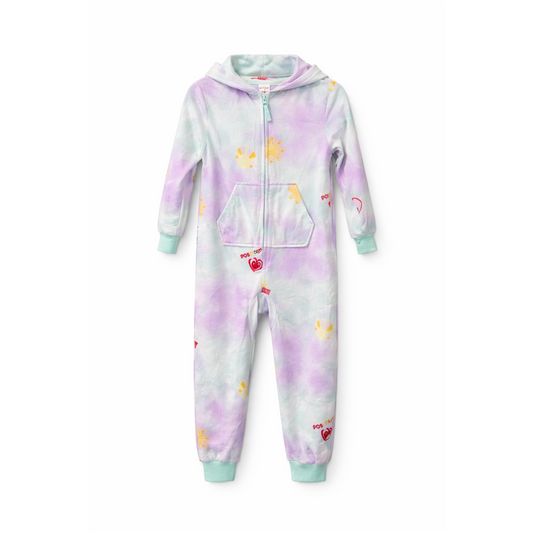 Cat & Jack Girls One Piece Fleece Zipper Open Feet Pajamas With Hood