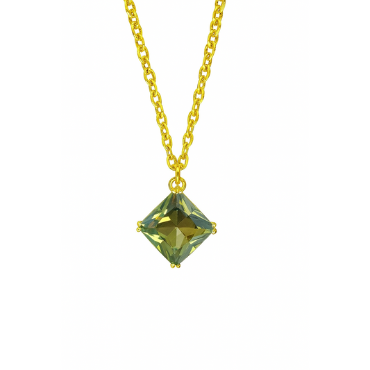 Stunning Square Cut Green Swarovski Crystal Necklace