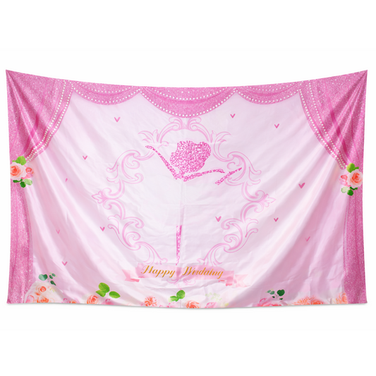 Party Collection Elegant Pink Birthday Backdrop Satin - Party Decoration Banner
