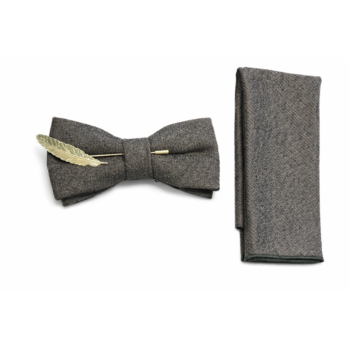 Bowtie & Arrow – Heather Charcoal Pre‑Tied & Square Pocket Men's