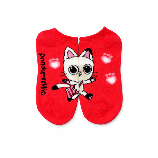 Pandyrific Cute Cat Red Ankle Socks
