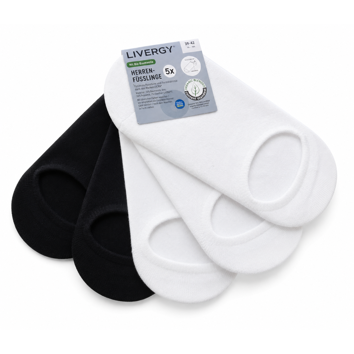 Livergy Socks 5-Pack Comfortable Men's Cotton Footwear