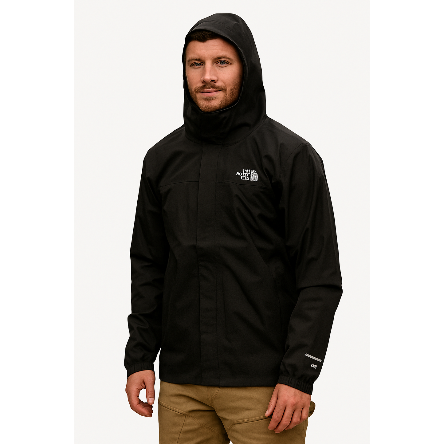 men’s black waterproof shell jacket by The North Face