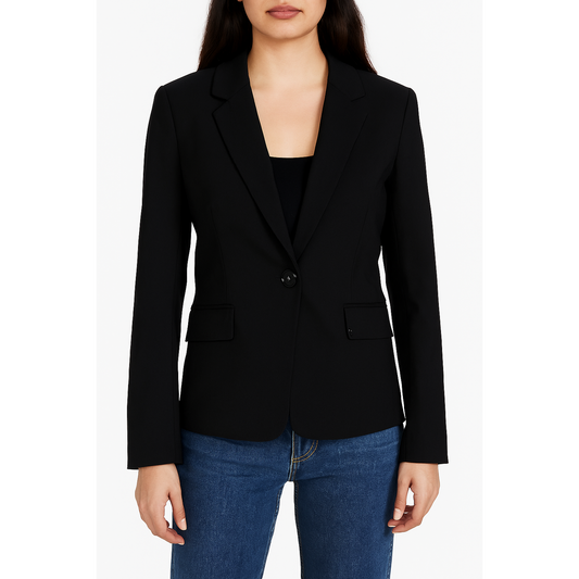 comma sleek black women’s single-button blazer