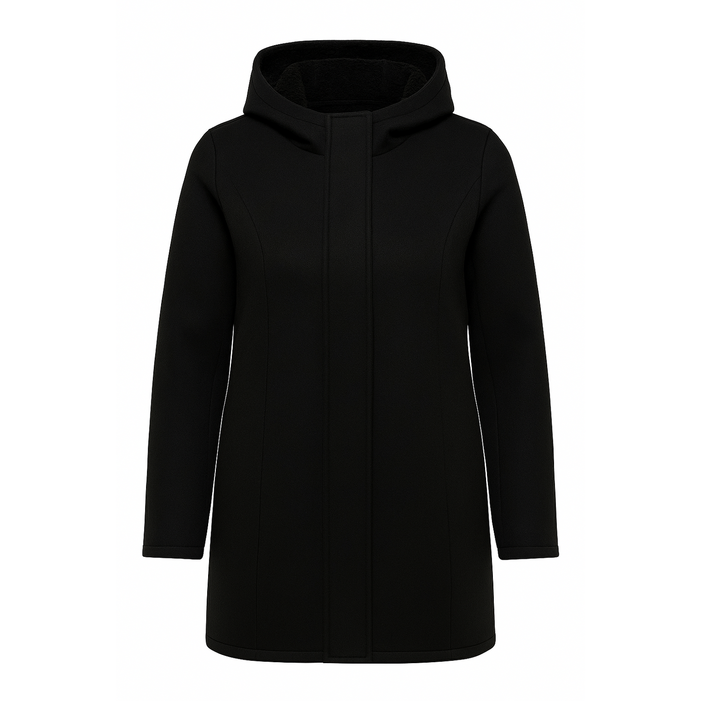 Chic Women's ONLY Carmakoma Black Hooded Transitional Weather Coat