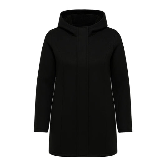Chic Women's ONLY Carmakoma Black Hooded Transitional Weather Coat - Gomix Brands Outlet