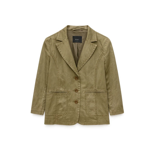 OUI Women's Olive Denim Cropped Jacket - Gomix Brands Outlet