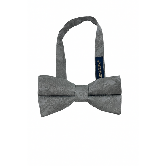 Charming Pre-Tied Gray Patterned Bow Tie | Weddings & Events