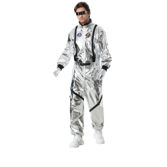 Silver Adult Astronaut Jumpsuit Costume with Helmet and Sunglasses - Gomix Brands Outlet