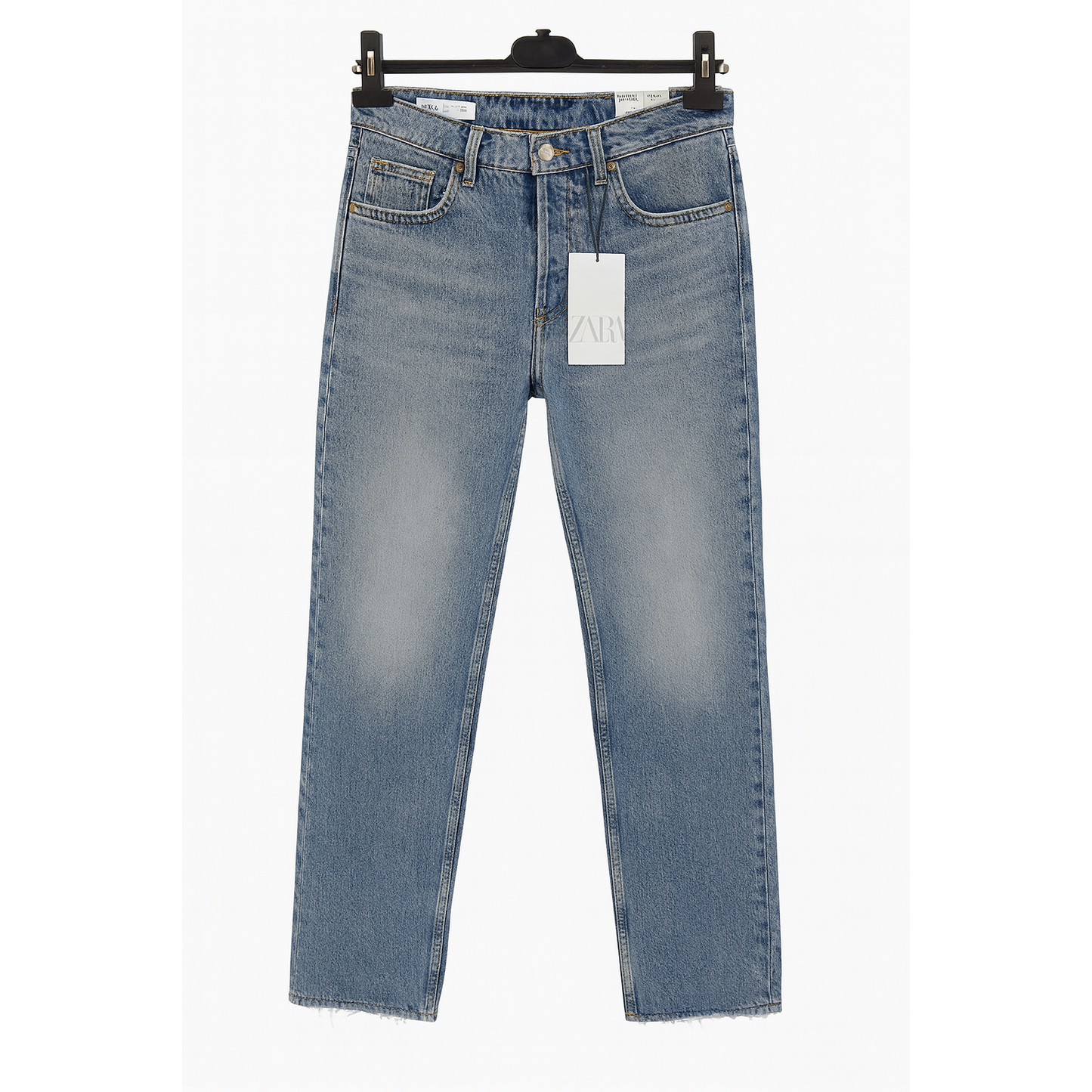 Zara Women's Light Wash Wide-Leg Mid Rise Jeans Size 36