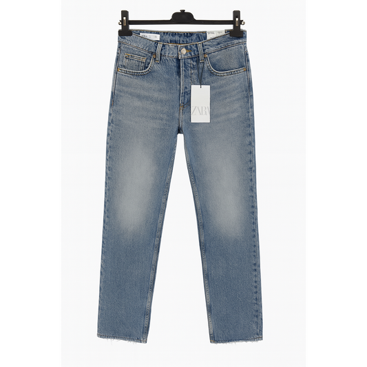 Zara Women's Light Wash Wide-Leg Mid Rise Jeans Size 36