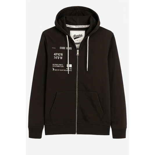 Pepperts “Apparel” black zip-up hoodie