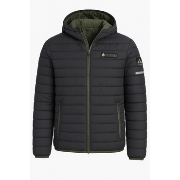 HUNTVAQUA Men’s Winter Puffer Jacket – Charcoal Gray with Olive Green Lining