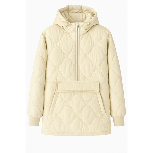 beige quilted winter jacket