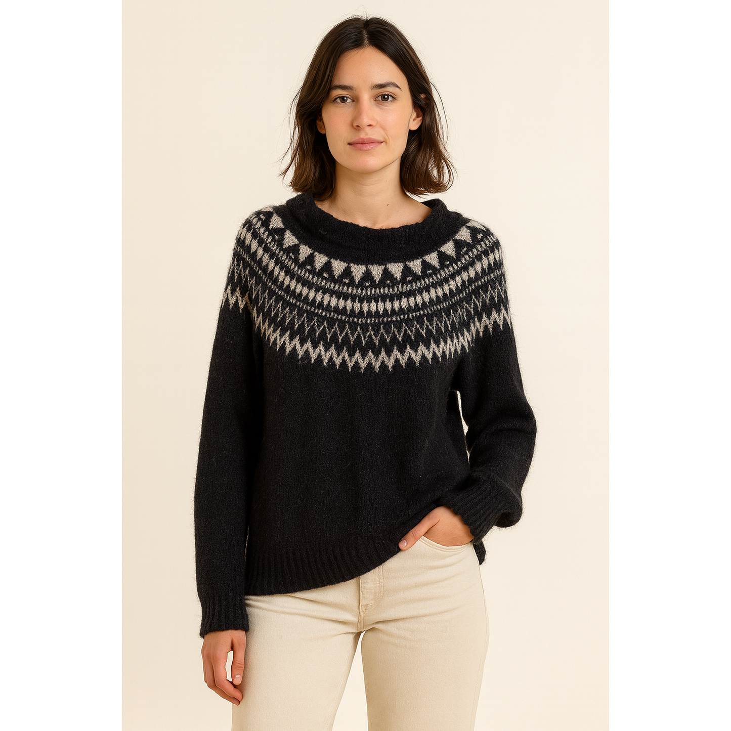 Nuala Seamless Yoke Sweater Knitting Pattern: Tailored, Relaxed Fit, Colorwork Design