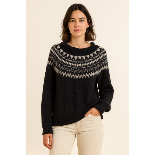 Nuala Seamless Yoke Sweater Knitting Pattern: Tailored, Relaxed Fit, Colorwork Design