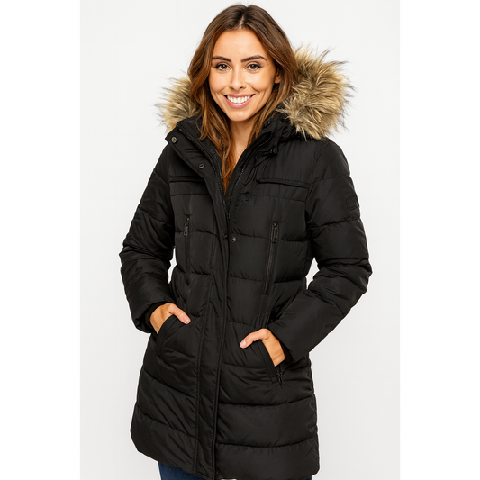 PEPE JEANS  Longline padded winter coat with horizontal quilting