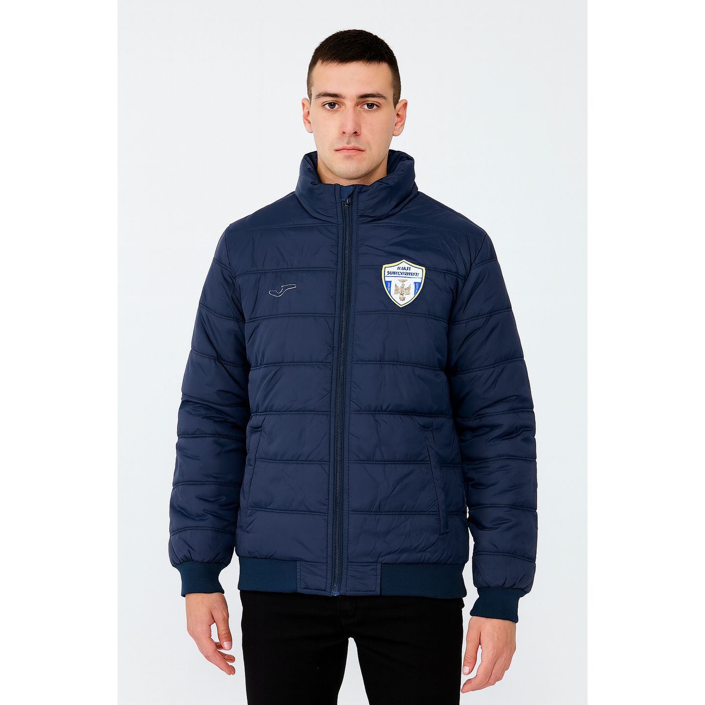 joma darkblue puffer jacket size meduim