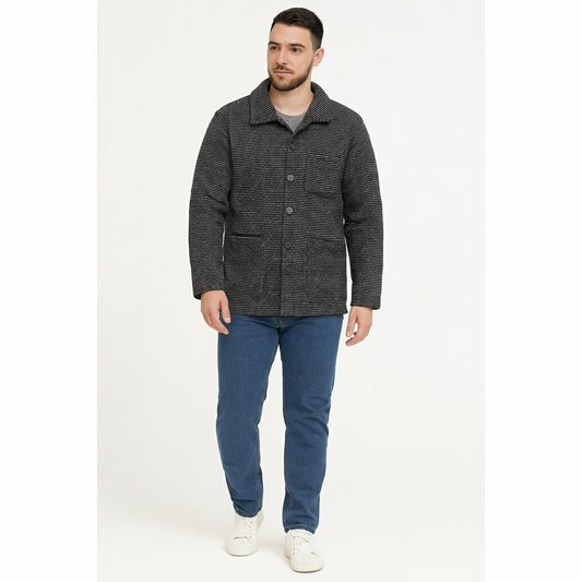 teddy smith Men’s Charcoal Gray Striped Wool-Blend Jacket,