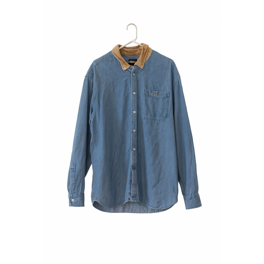 Obey Denim Shirt with Corduroy Collar