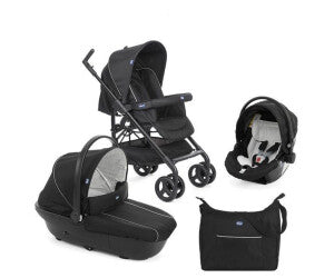 Chicco Trio Sprint Travel System, Stroller, Car Seat, Bassinet - Black Night