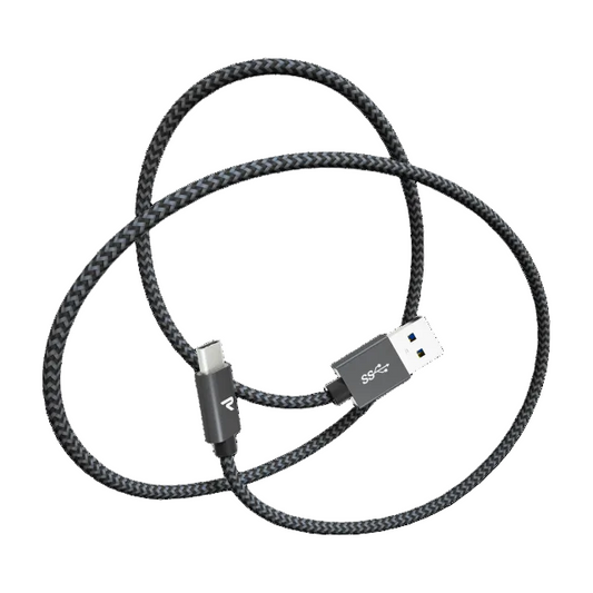 Fabric Coated USB‑C Cable – Grey 3ft Fast Charging