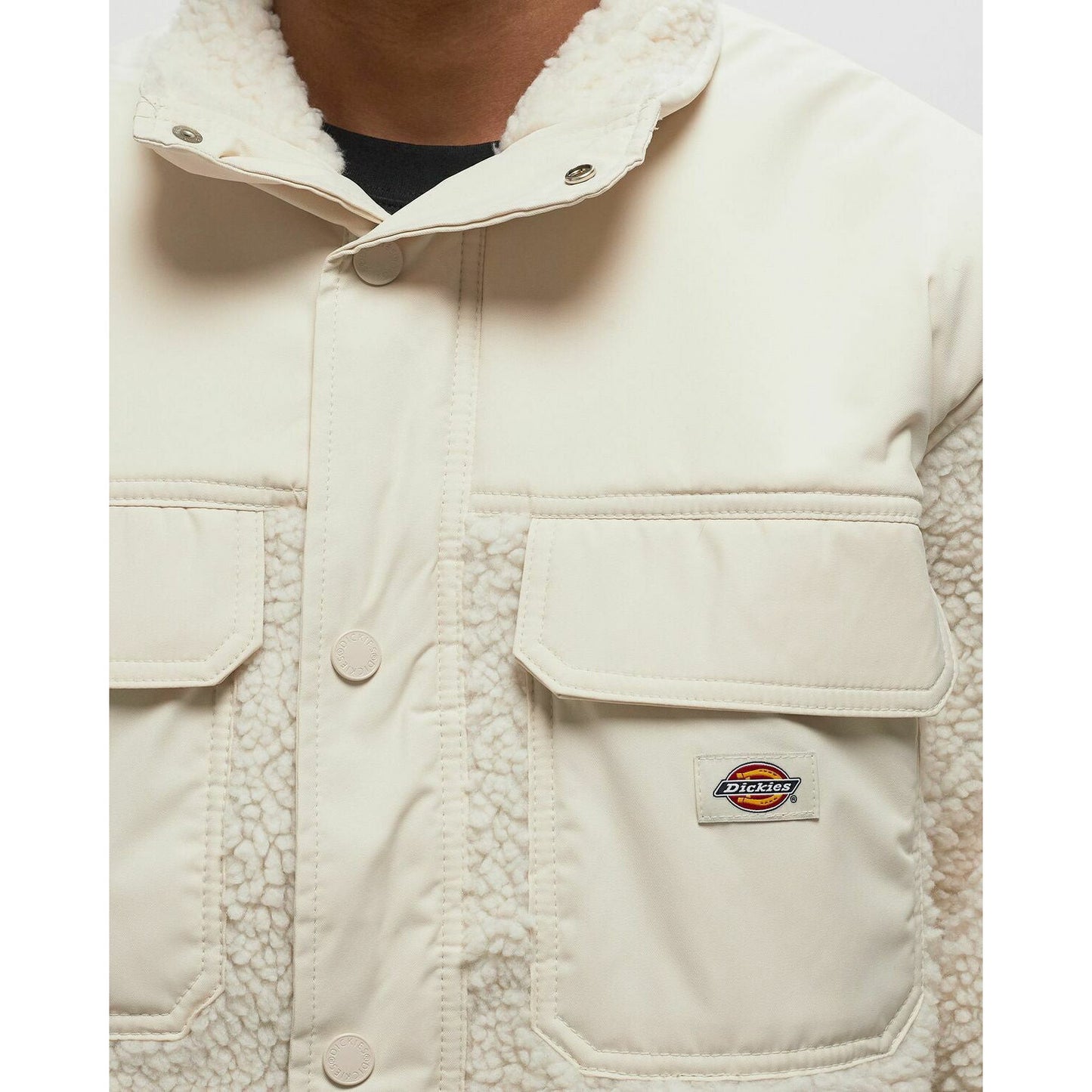 Dickies Pinesdale Men's Beige Fleece Jacket: Soft, Warm, Durable Utility Overshirt