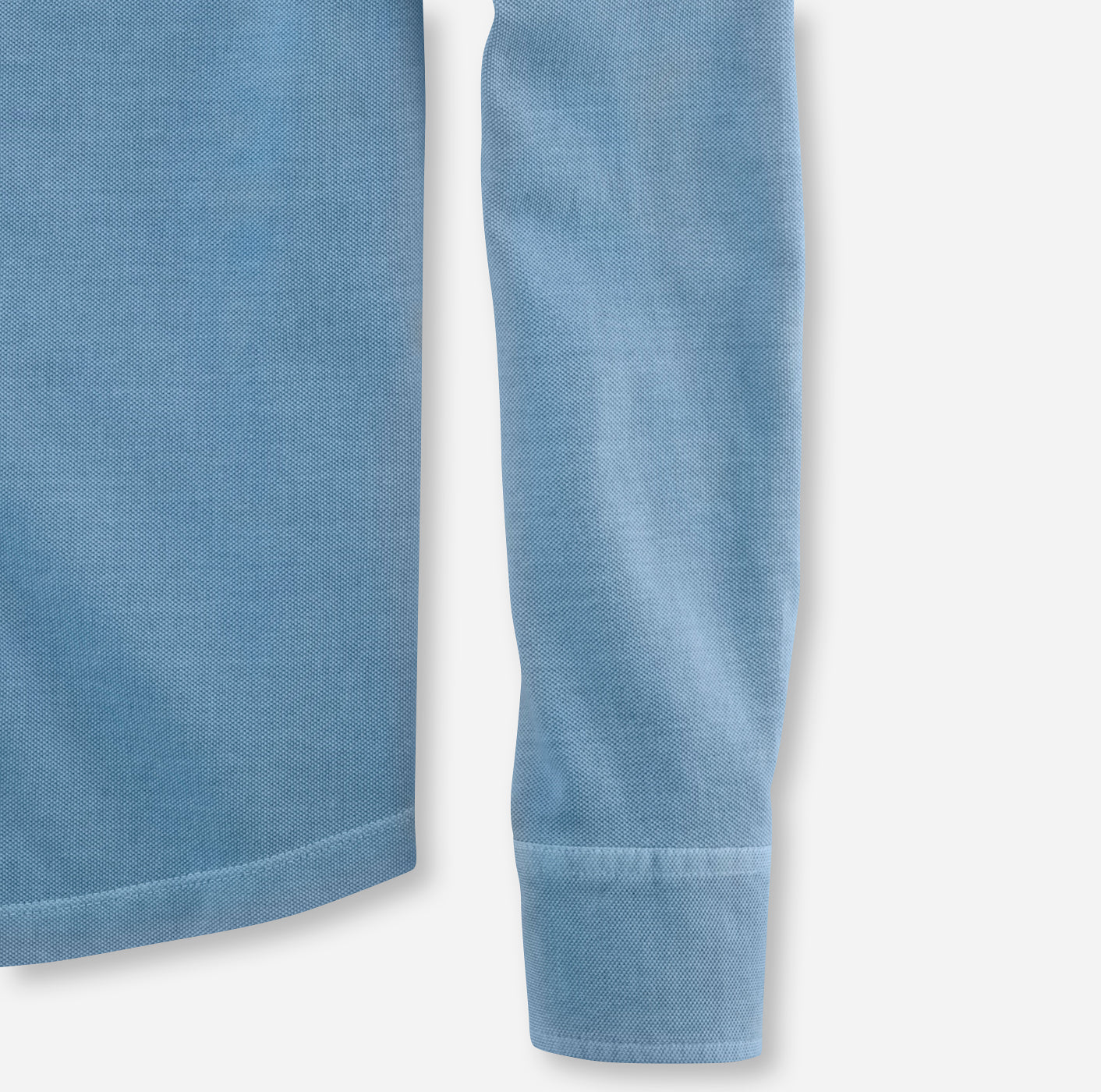 Men's OLYMP Level Five Casual Fit Long-Sleeve Piqué Polo Shirt Blue