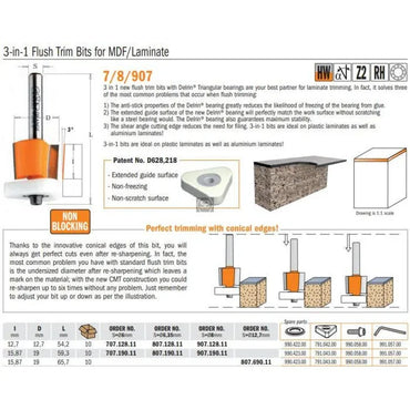ITP 907 Solid Carbide Spiral Flush Trim Router Bit for Woodworking - Gomix Brands Outlet