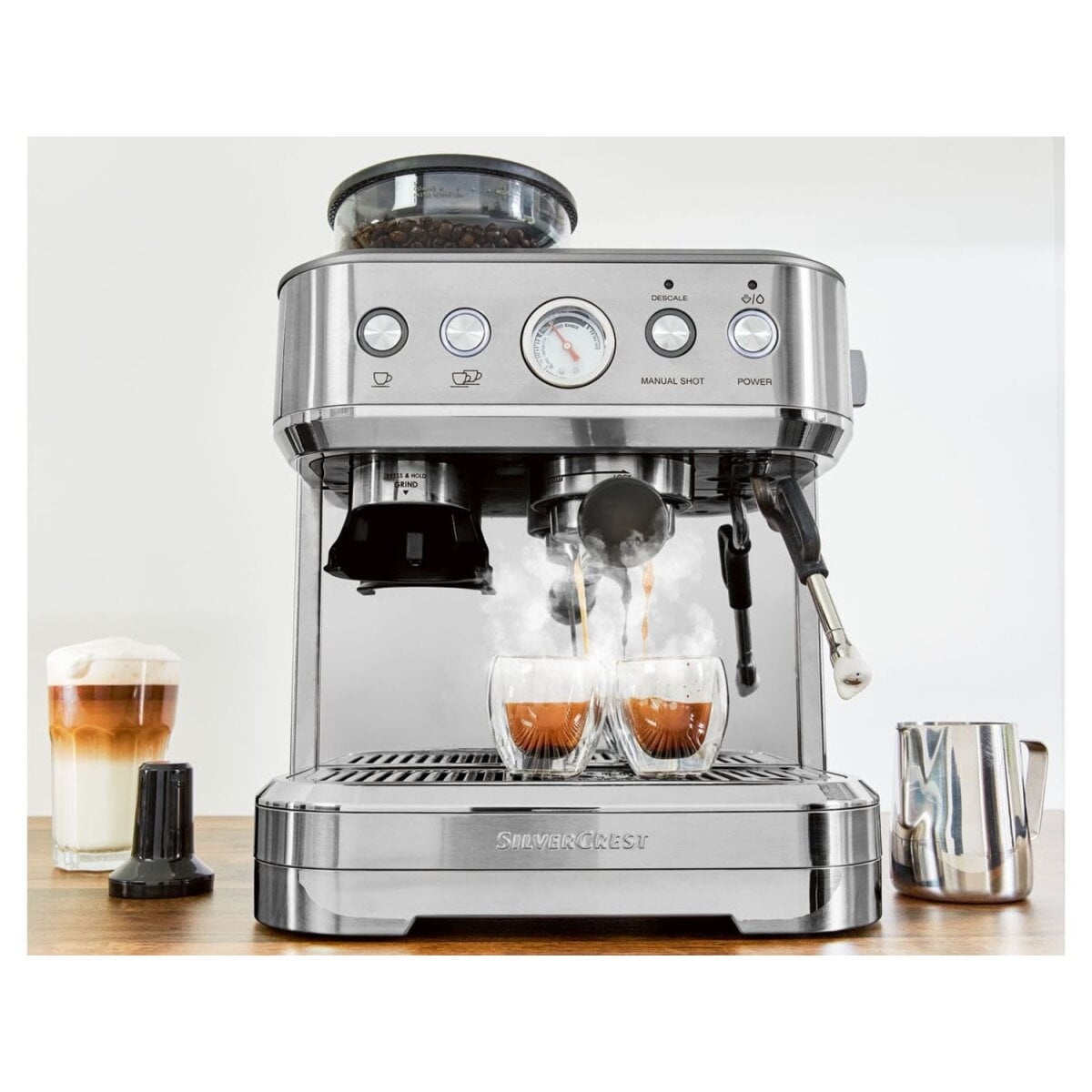 SilverCrest SSMP1770 Espresso Machine with Built‑In Grinder 15 Bar