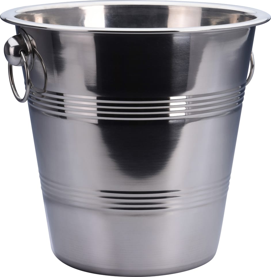 Elegant Silver Metal Ice Bucket Cooler with Convenient Handles for Wine Champagne Parties