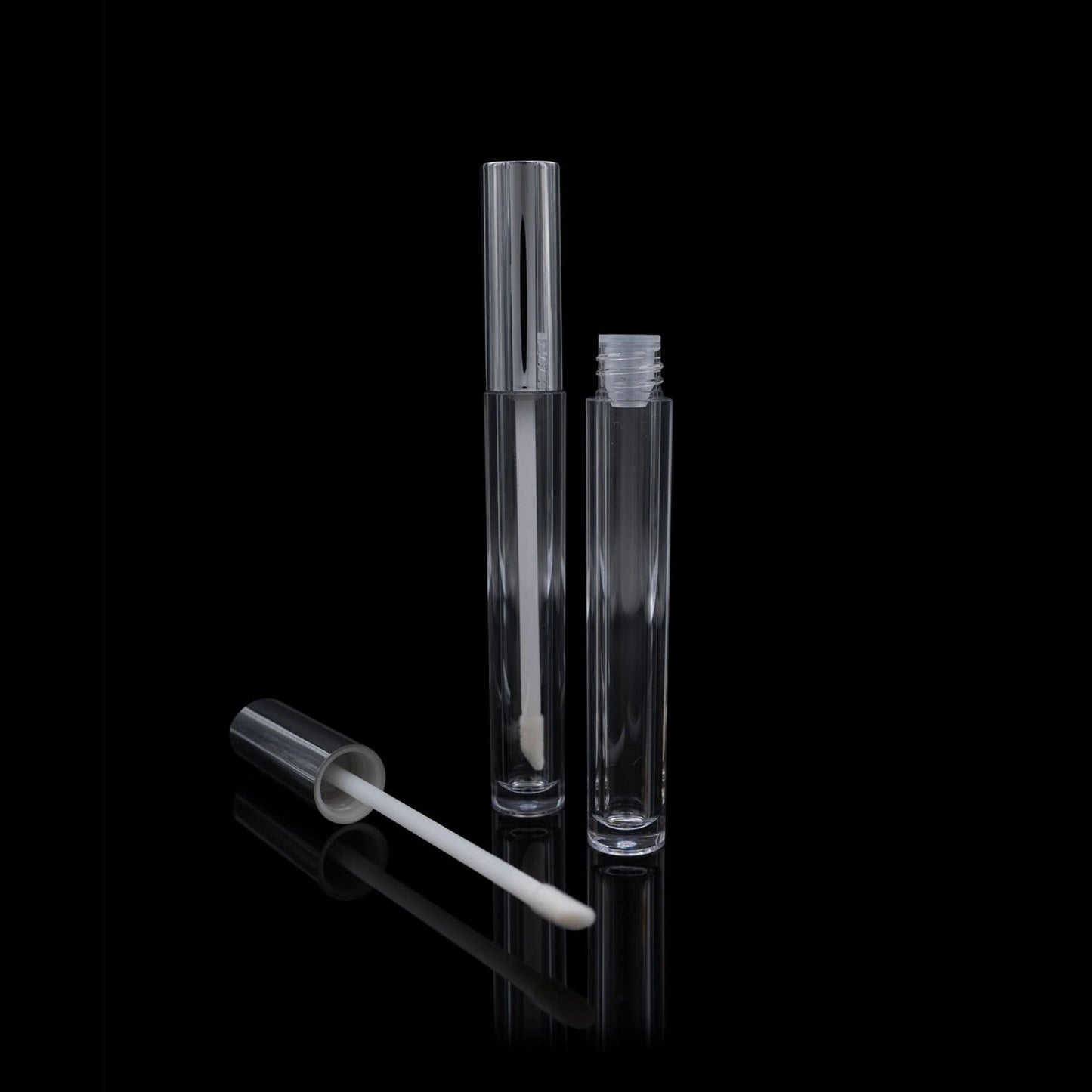 Shiny Silver Cap Clear Lip Gloss Container with Clear Bottle