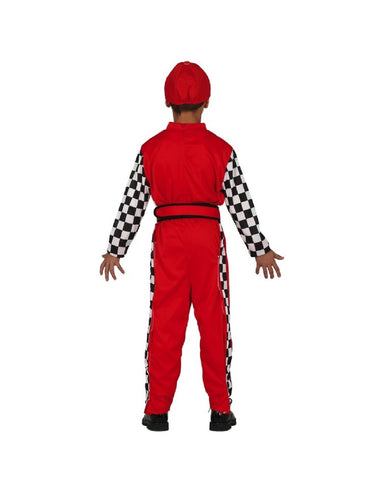 Kids Formula 1 Race Car Driver Costume Red Jumpsuit Cap Set for Young Racers