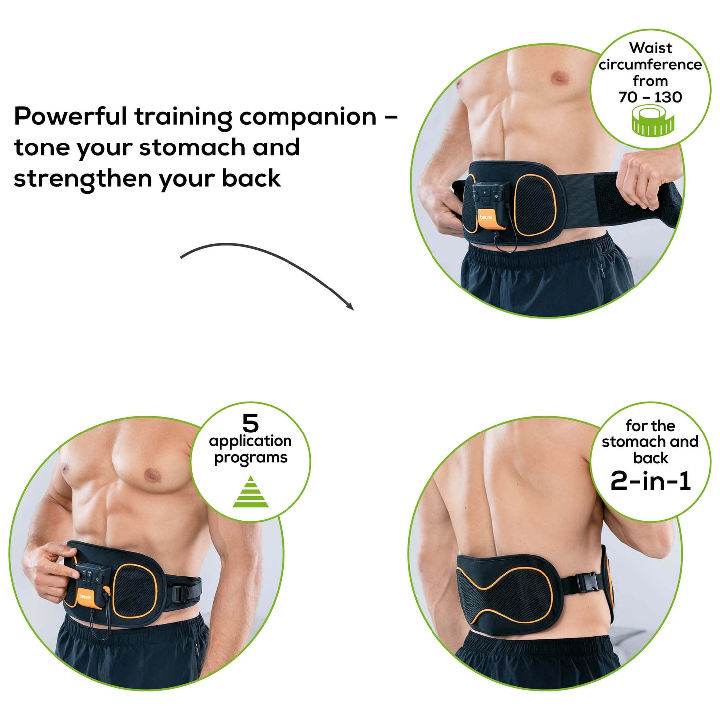 Beurer EM 39 2-in-1 Abdomen & Back Muscle Toning Belt for Core Strength