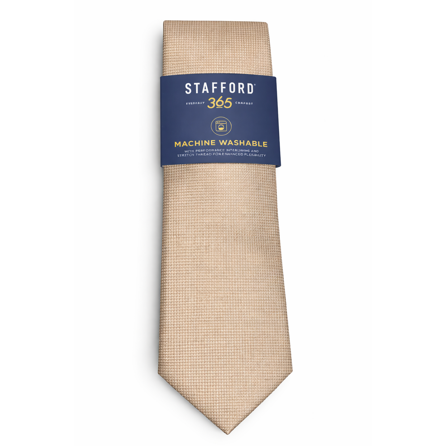 Stafford Men's Beige Grid Textured Tie
