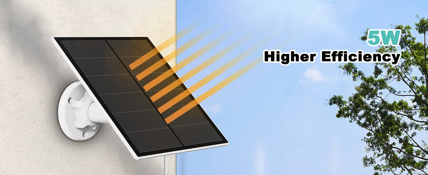 5W Solar Panel Charger for Outdoor Security Camera - Continuous Power & IP65 Waterproof
