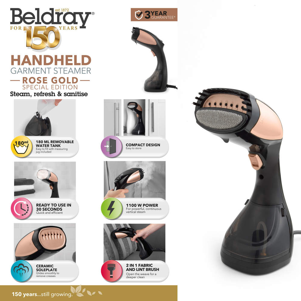 Portable Rose Gold Handheld Garment Steamer: Quick Fabric Refreshing & Wrinkle Removal