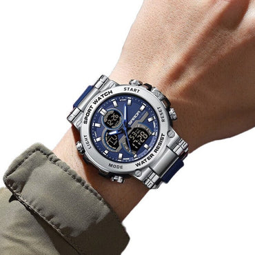 Sanda Men's Waterproof Luminous Dual Display Electronic Sports Watch