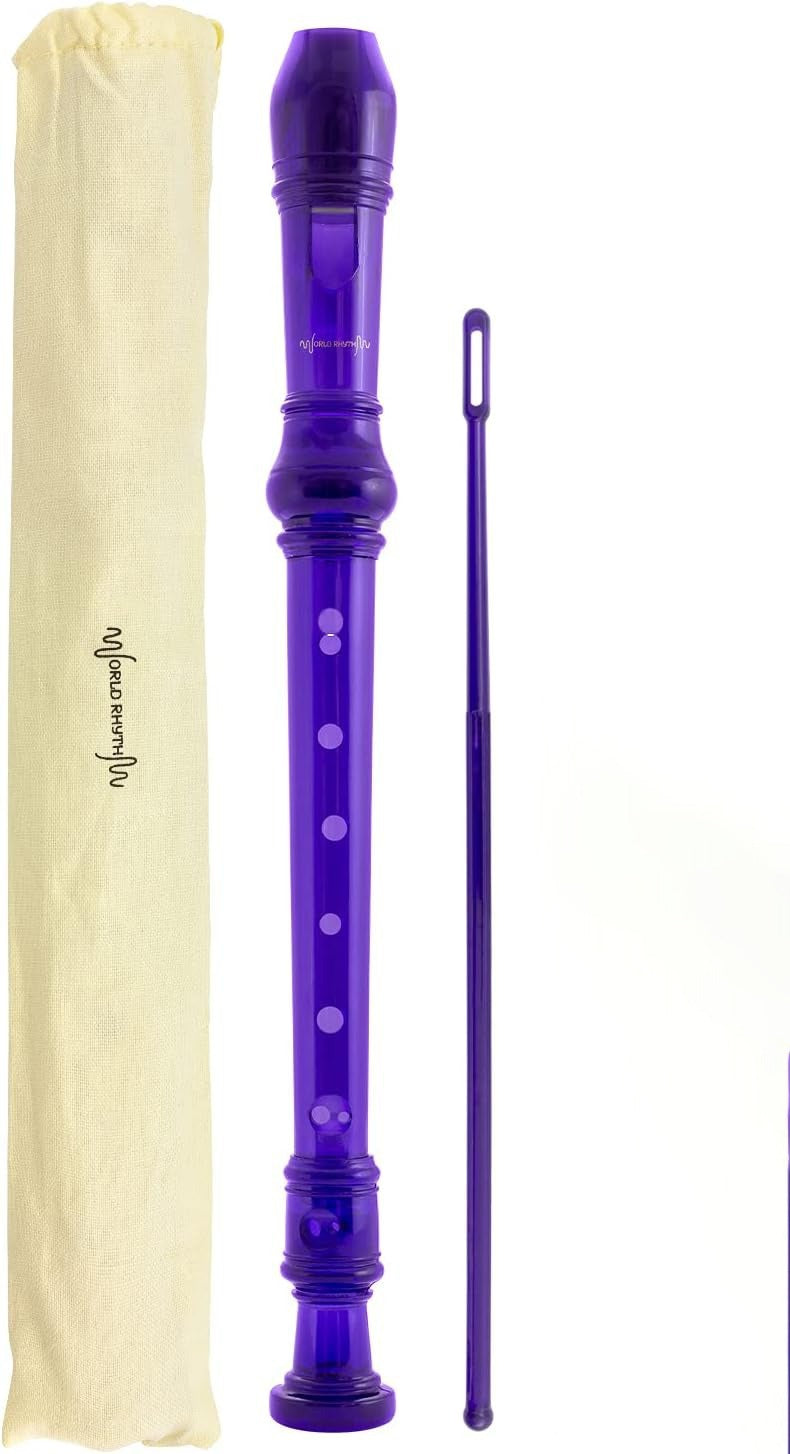 World Rhythm Purple 2-Piece Soprano Recorder with Bag & Cleaning Rod