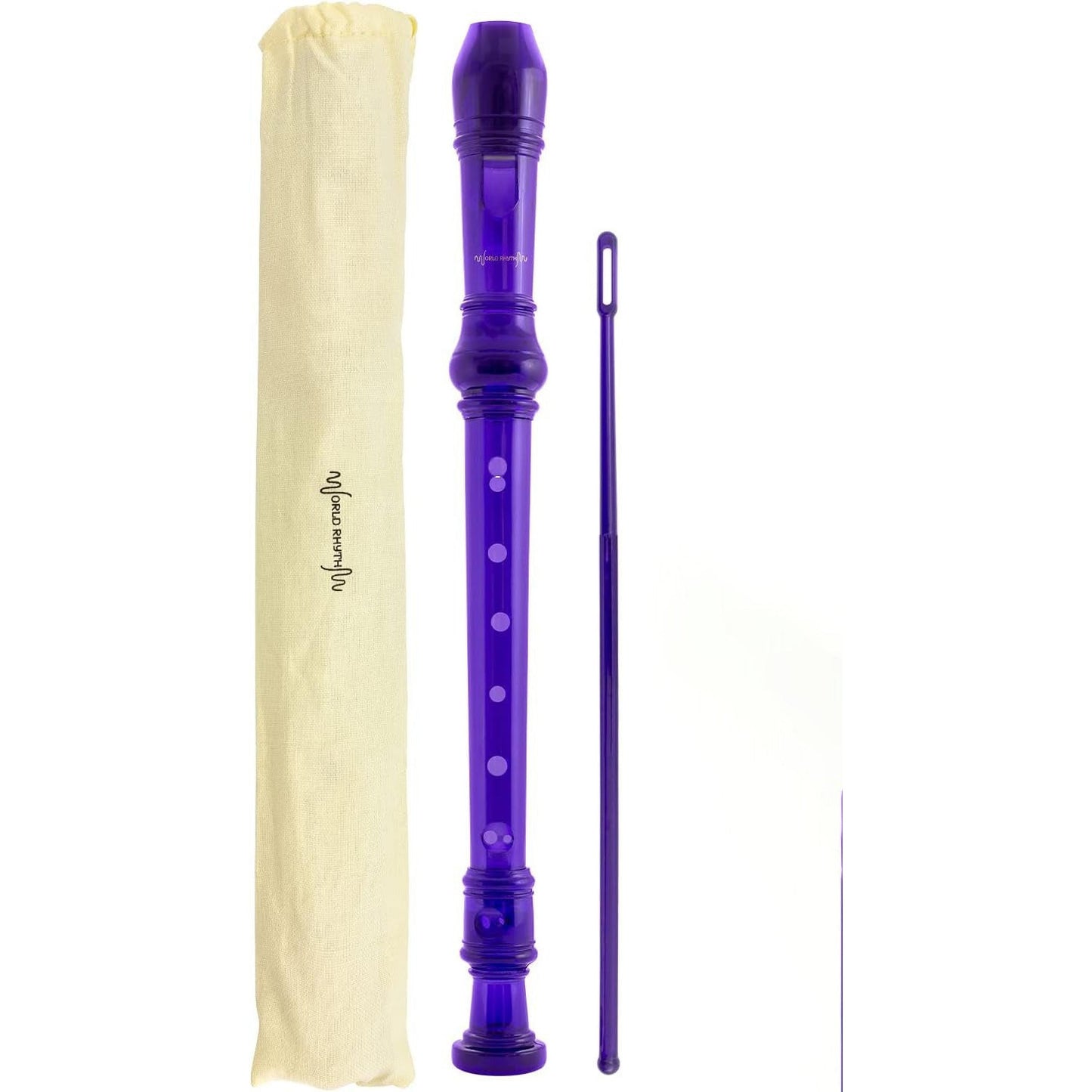 World Rhythm Purple 2-Piece Soprano Recorder with Bag & Cleaning Rod