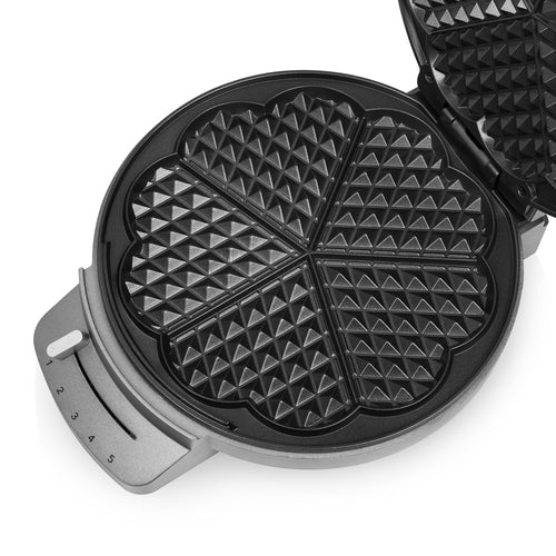 Princess Deluxe 5-Heart Waffle Maker: 1200W, Non-Stick, Adjustable Thermostat