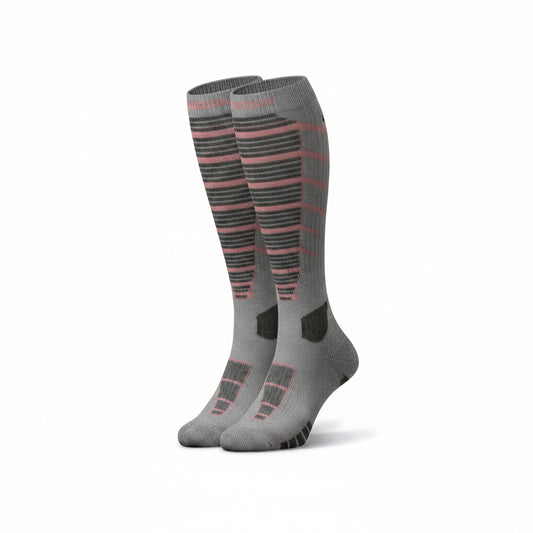 CRIVIT Wool Knee-High Socks grey with pink strips