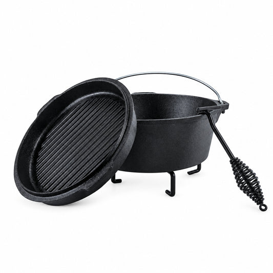 ACTIVA Cast Iron Cooking Pot with Lid and Handle for Transport 3.5 L Diameter 25.5 cm Black
