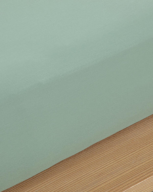 Plain Cotton Queen Fitted Sheet Dark Green