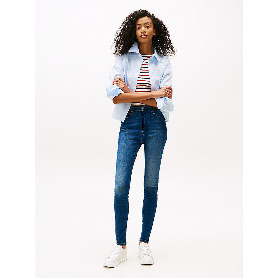 Premium Sylvia High-Rise Super Skinny Fit Jeans - Stretchy Blue Denim