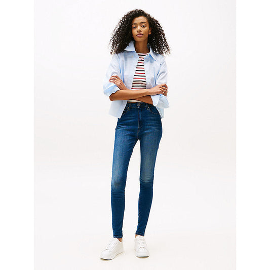 Premium Sylvia High-Rise Super Skinny Fit Jeans - Stretchy Blue Denim