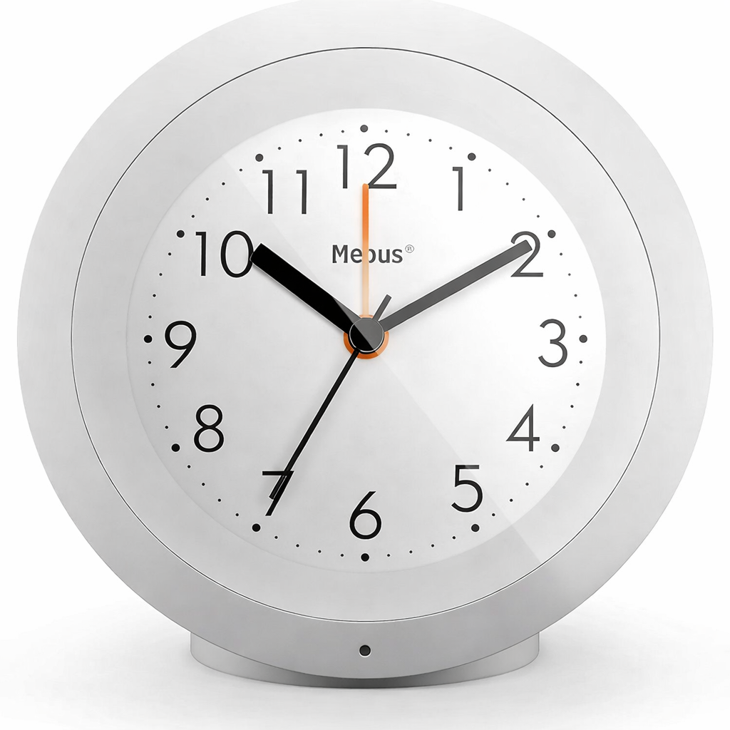 Mebus White Plastic Analogue Alarm Clock with Light Sensor