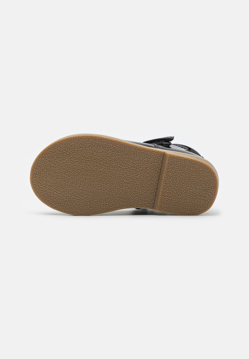 Friboo Kids' Patent Black Ballet Pumps with Velcro Strap Bow Detail