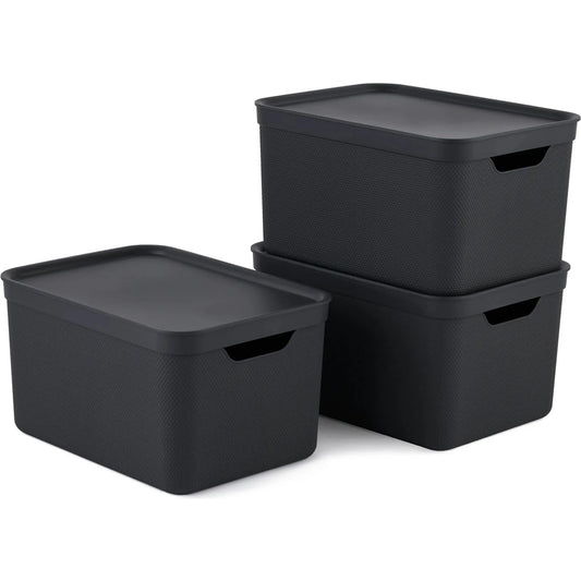 Jive 3-Piece A4 Storage Box Set with Lid Charcoal