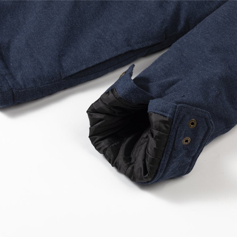 Navy Blue Sherpa-Lined Flannel Jacket for Men 2X Large